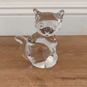 Daum France Crystal Sitting Cat Figurine 5”‎